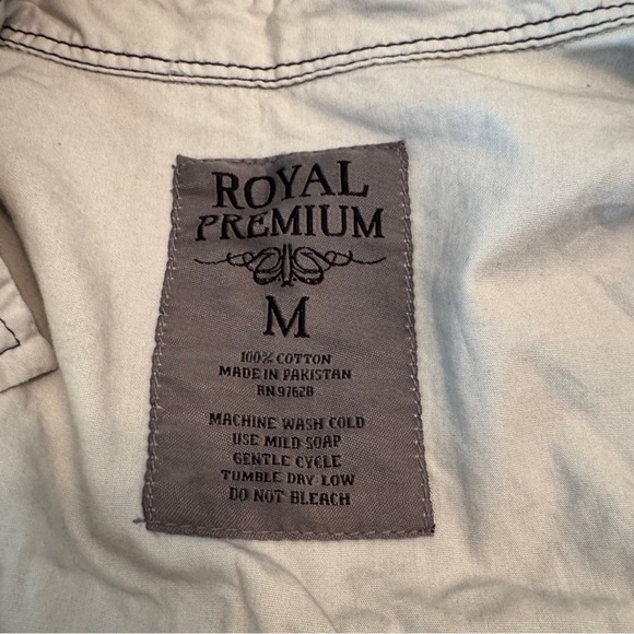 Mens Royal Premium Gradient Gray Roll-up sleeve Button-Up Shirt Size Medium - Picture 13 of 13